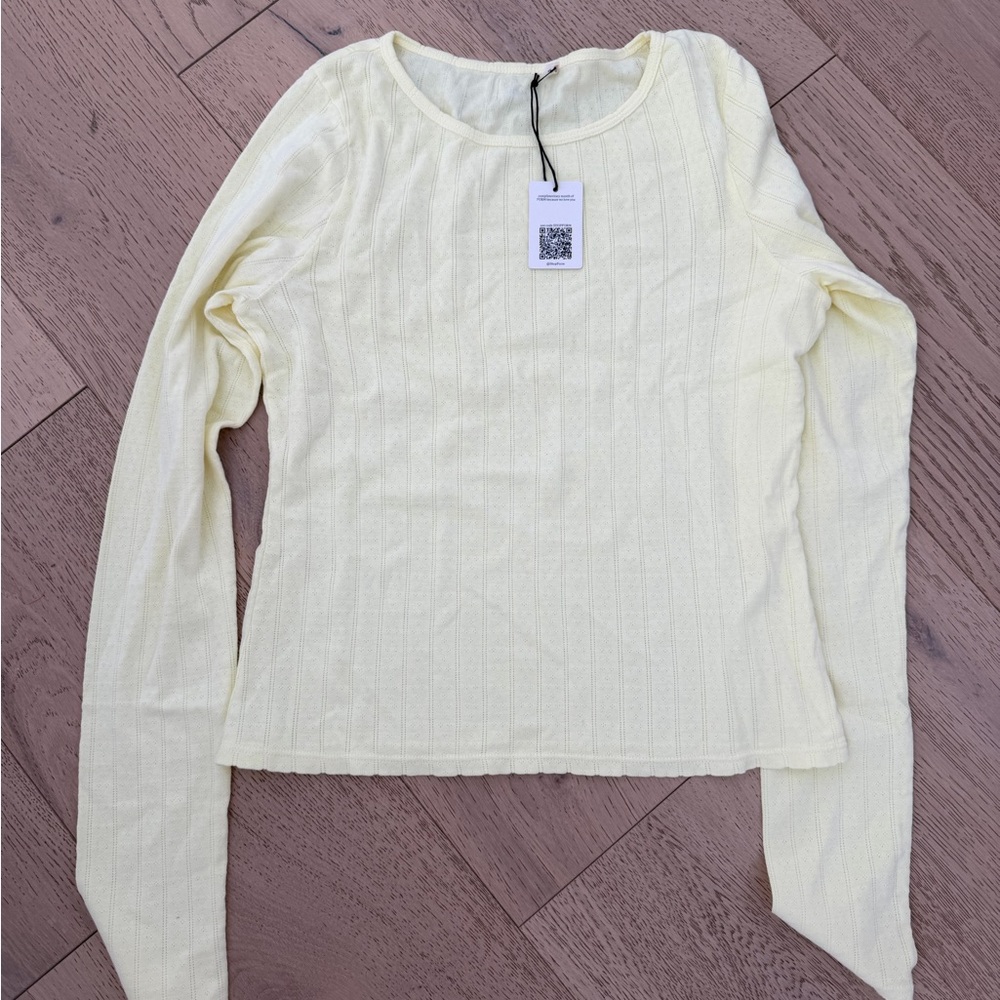 FORM Light Yellow Ribbed Long-Sleeve Women's Top